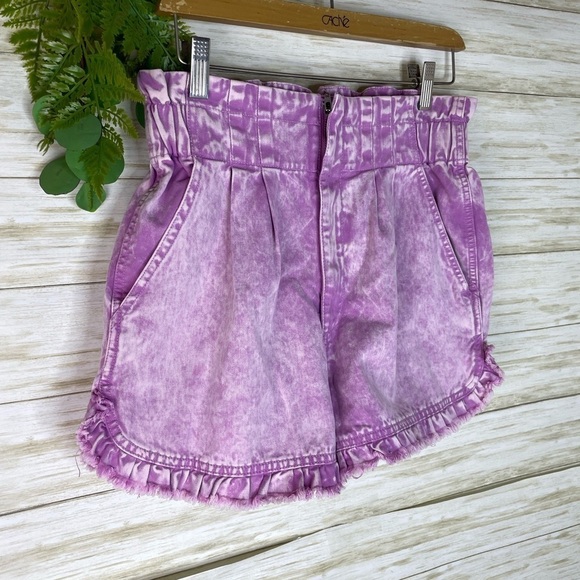 TGLA Lilac Lavender Highwaisted Ruffle Trim Shorts - Picture 2 of 5